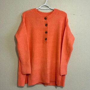 Lou & Grey Cozy versized long sleeve half button crew neck sweater